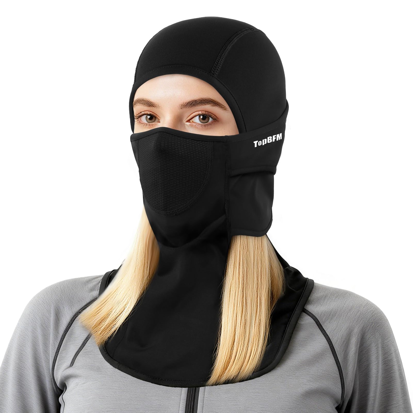 Balaclava Women with Long Hair Ski Mask Movable Thermal Cold Weather Face Cover for Skiing Outdoor Activities