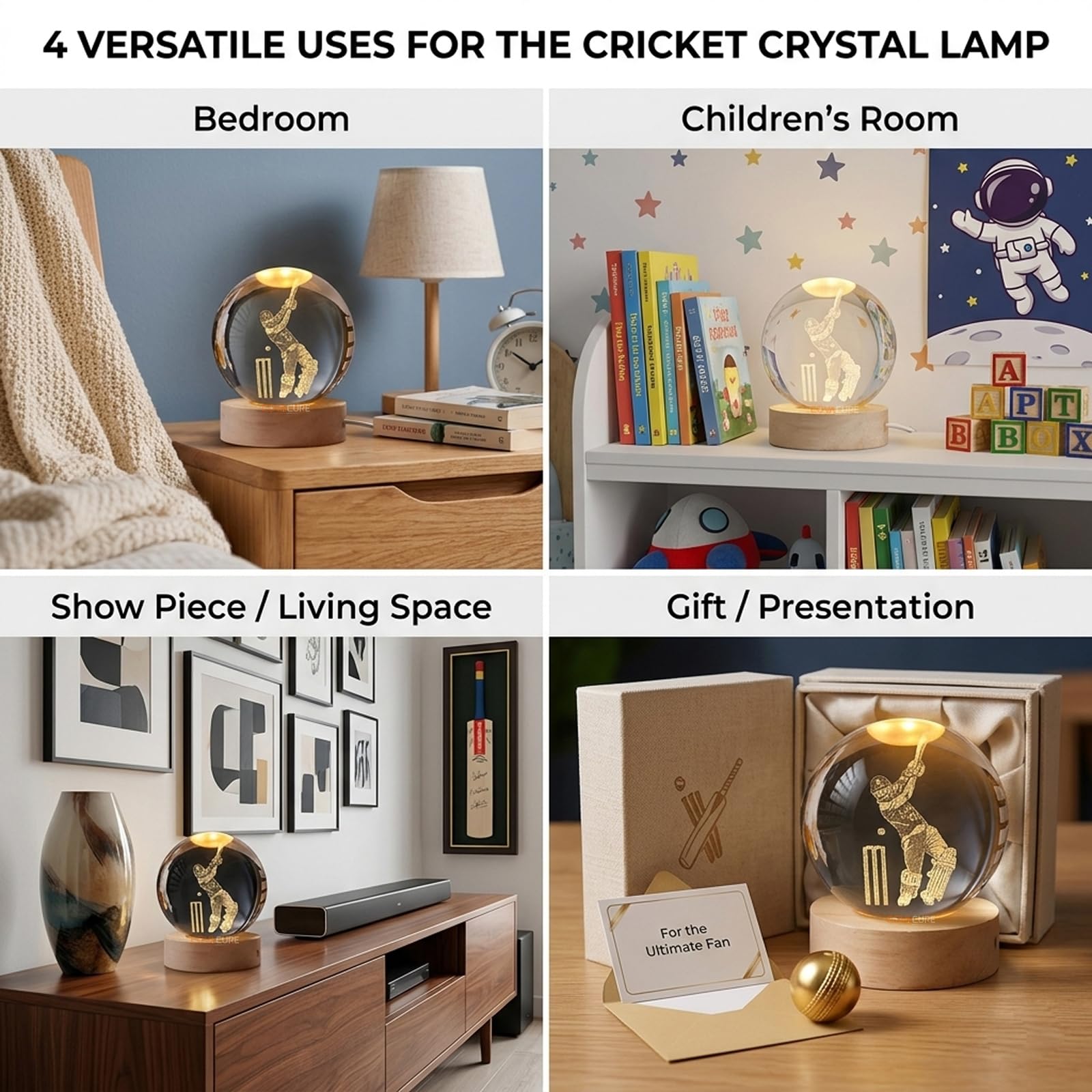 COVACURE 3D Crystal Ball Night Lamp - Viratt Kohlii Gift -4