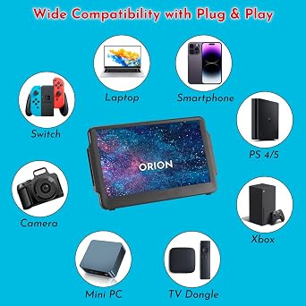 Orion by Up-Switch fully integrated Nintendo Switch portable HD 11.6 inch IPS Monitor, with USB Type-C and HDMI in for PS5, XBOX, Laptop, Smartphone