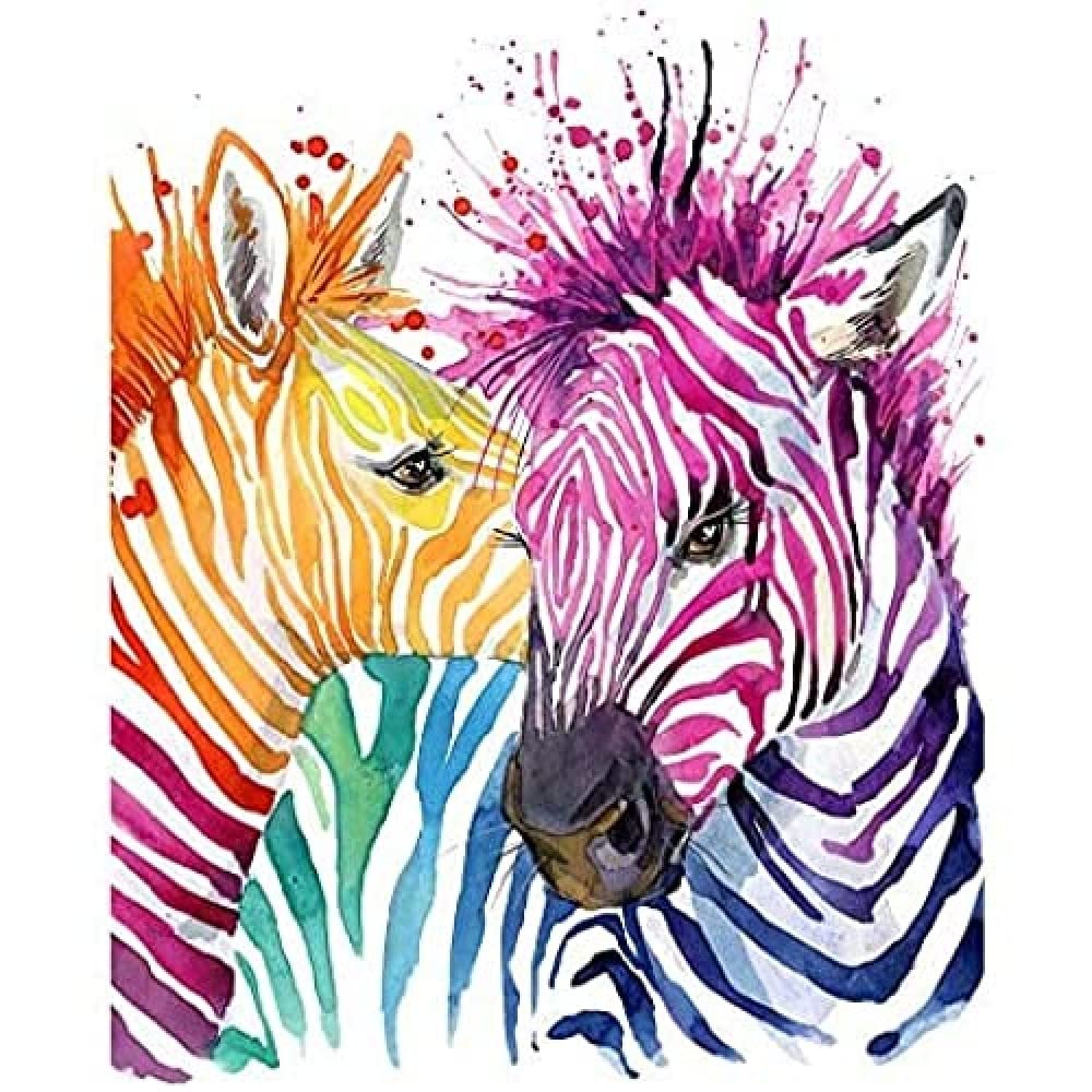 Rainbow Zebra Painting Art Print Canvas Premium Wall Decor Poster