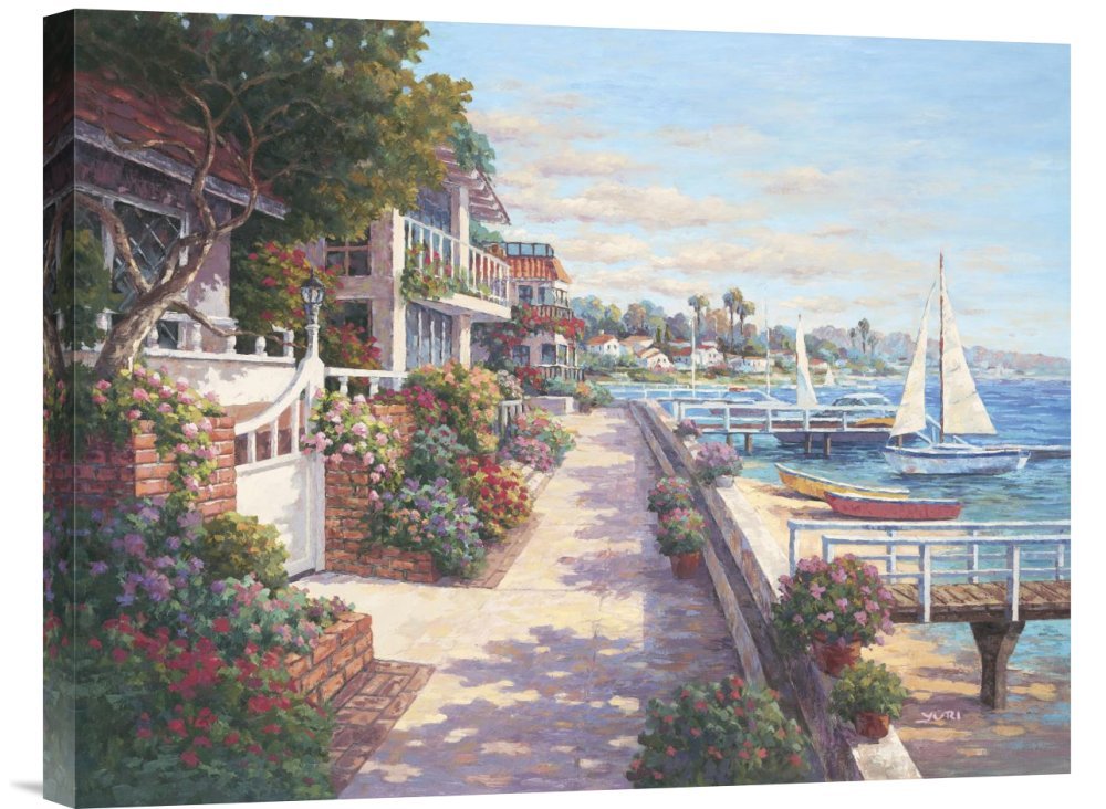 Global Gallery Budget GCS-112221-1824-142 Yuri Lee Private Harbor Gallery Wrap Giclee on Canvas Print Wall Art
