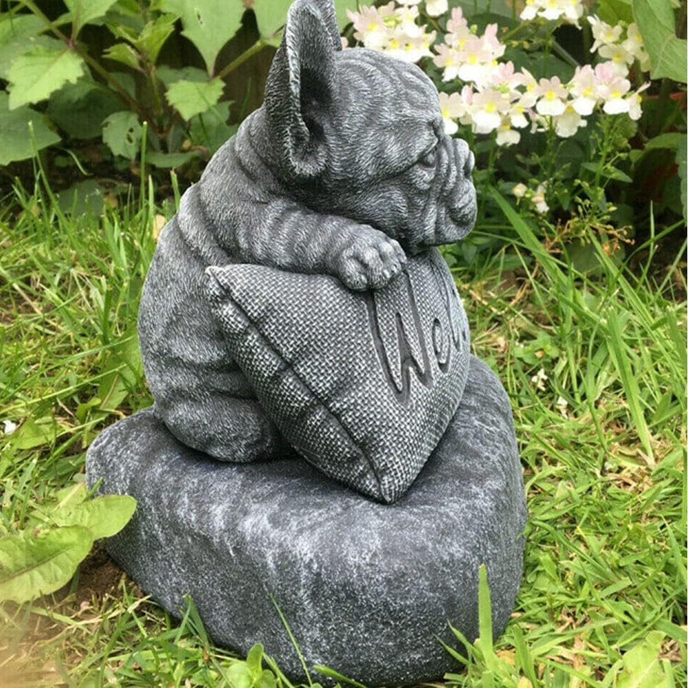 EKDJKK Bulldog Resin Statue, Animal French Bulldog Ornament Figurine Sculpture, Garden Decoration Porch Lawn Welcome Statue for Indoor & Outdoor, Home, Office, Lawn, Patio - Image 5