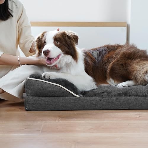 Miniatura 9 de DogBaby Camas para perros grandes, cama grande lavable para perros, sofá cama para perros para un sueño cómodo, cama ortopédica de espuma de huevo