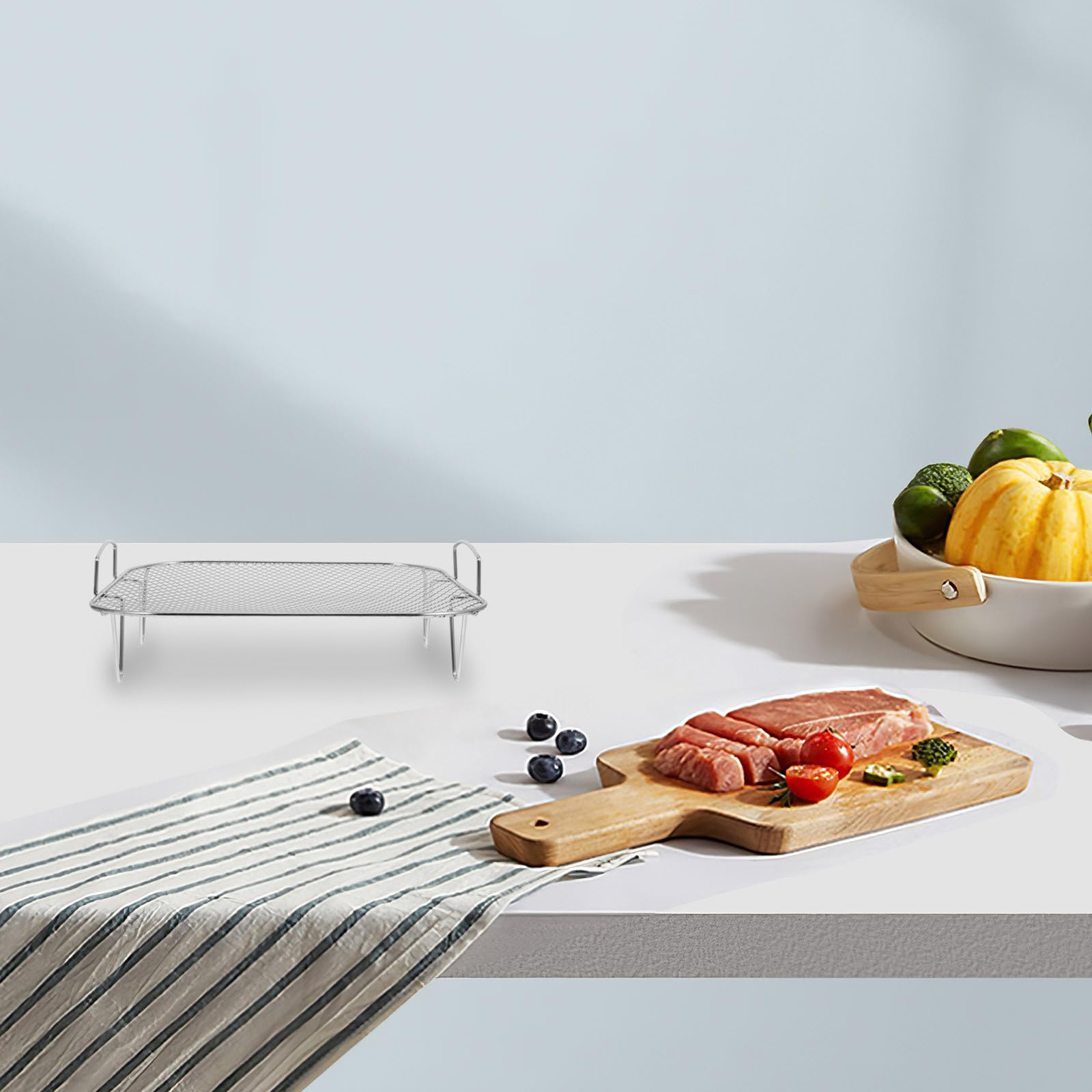 Juego de accesorios para airfryer de acero inoxidable con parrilla y vapor, freidoras de aire caliente que ahorran espacio, rejilla para accesorios de cocina uniformes para una cocina