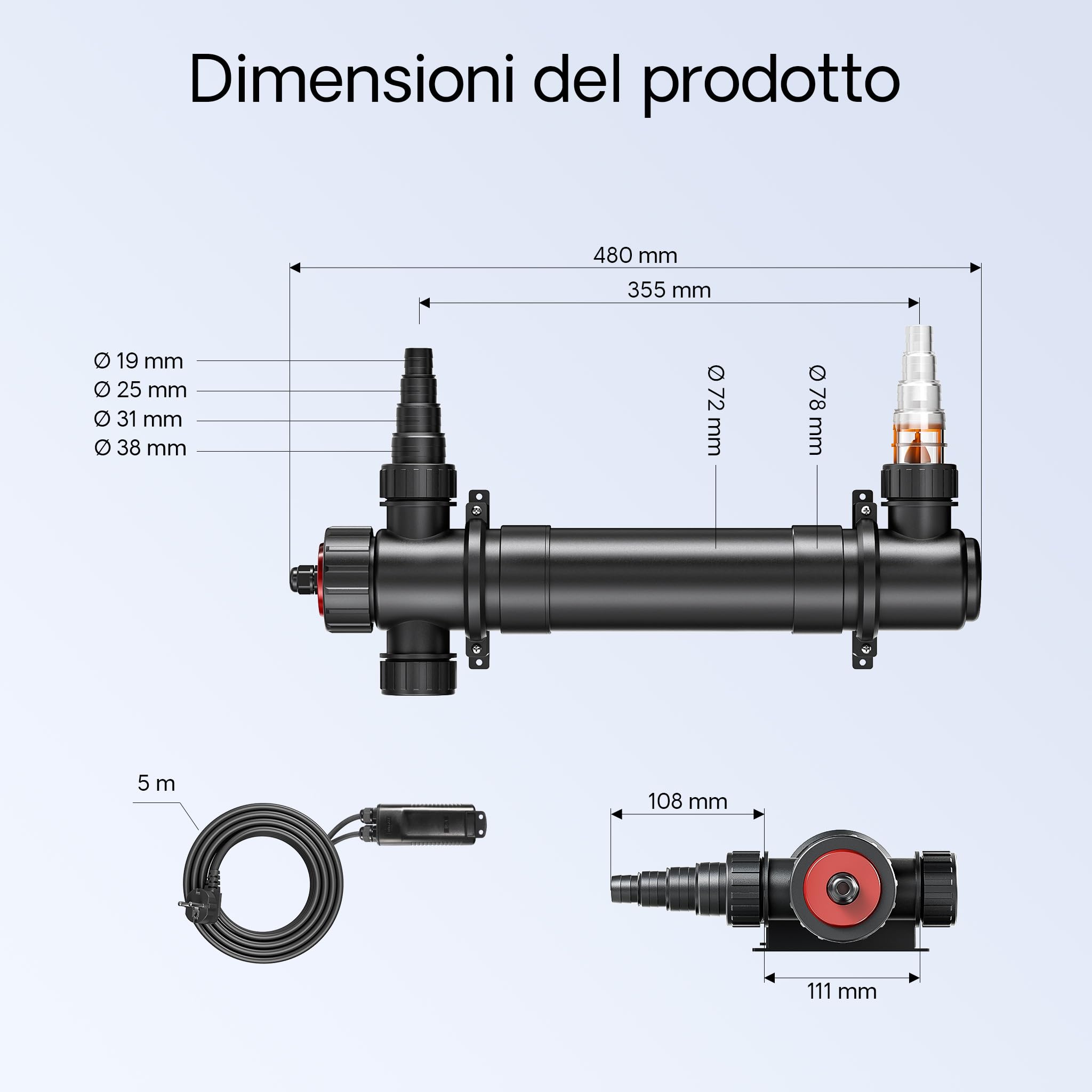 SunSun CUV-136 Chiarificatore UV per laghetto Sterilizzatore con lampada 36W