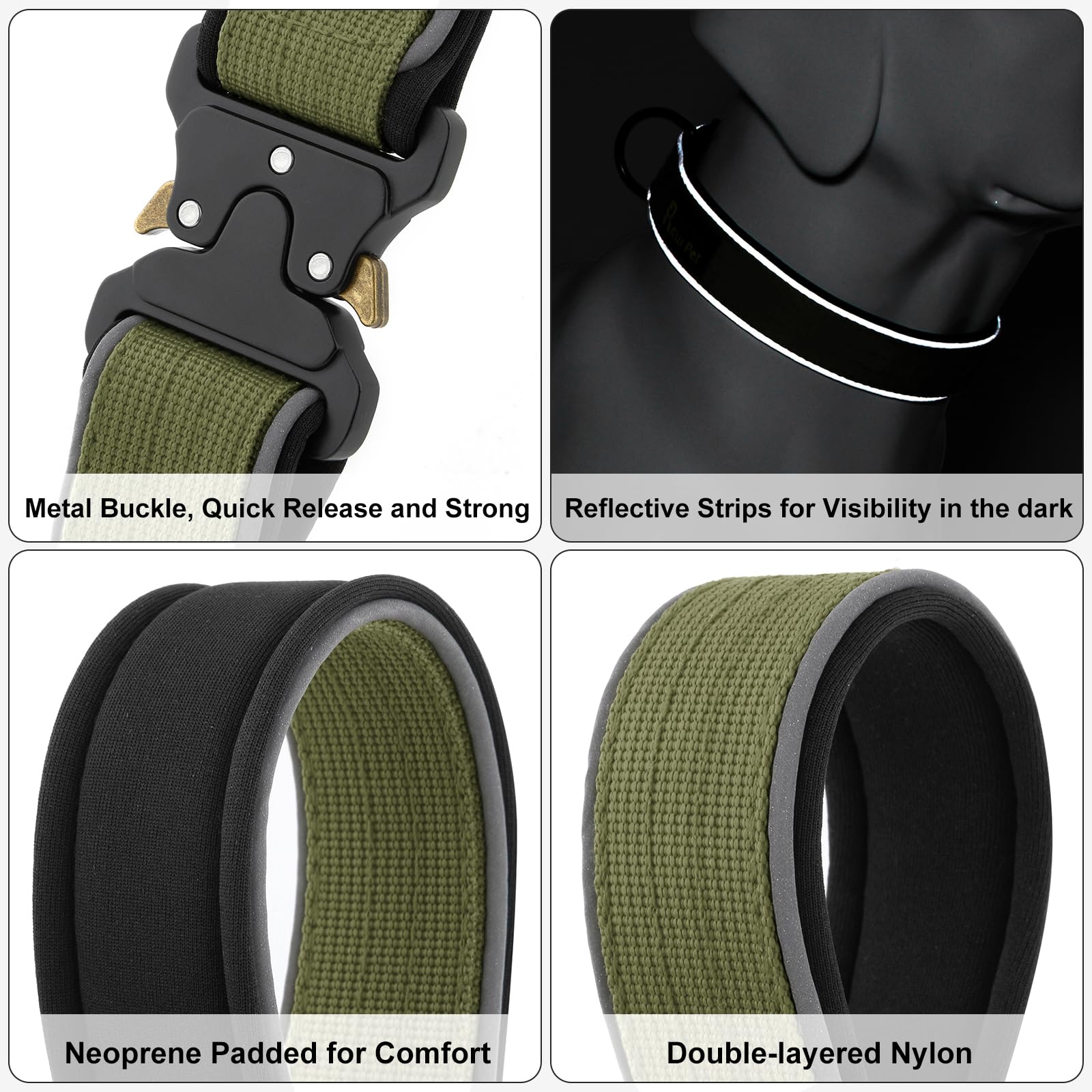 Plutus Pet Tactical Dog Collar, Reflective, Adjustable Heavy Duty Dog Collar, Soft Padded and Comfortable - Image 4