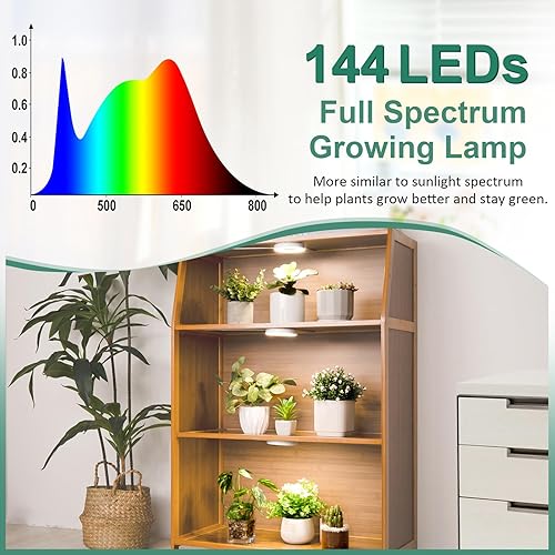 Miniatura 5 de LORDEM Luz de cultivo para plantas de interior, 48 luces LED de techo de espectro completo, lámpara de cultivo con cable de 5 V con interruptor
