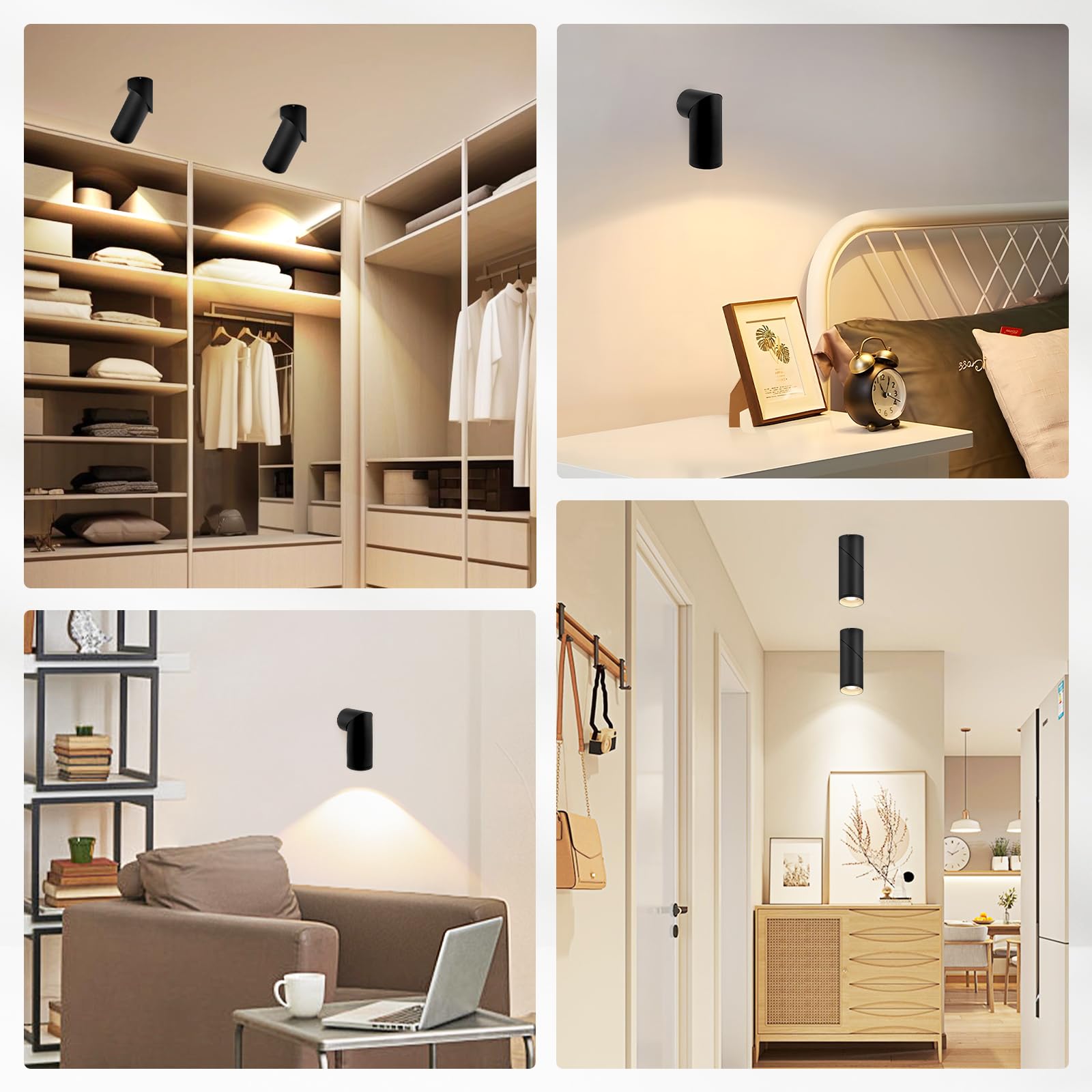 YindaLux 2 Pcs Faretto da Soffitto LED Dimmerabile Nero, Faretti LED Soffitto Interno Orientabili in Alluminio, Faretti Soffitto incl. 5W 500LM 230V Modulo LED, 3000K/4000K/6500K Lampada da Soffitto