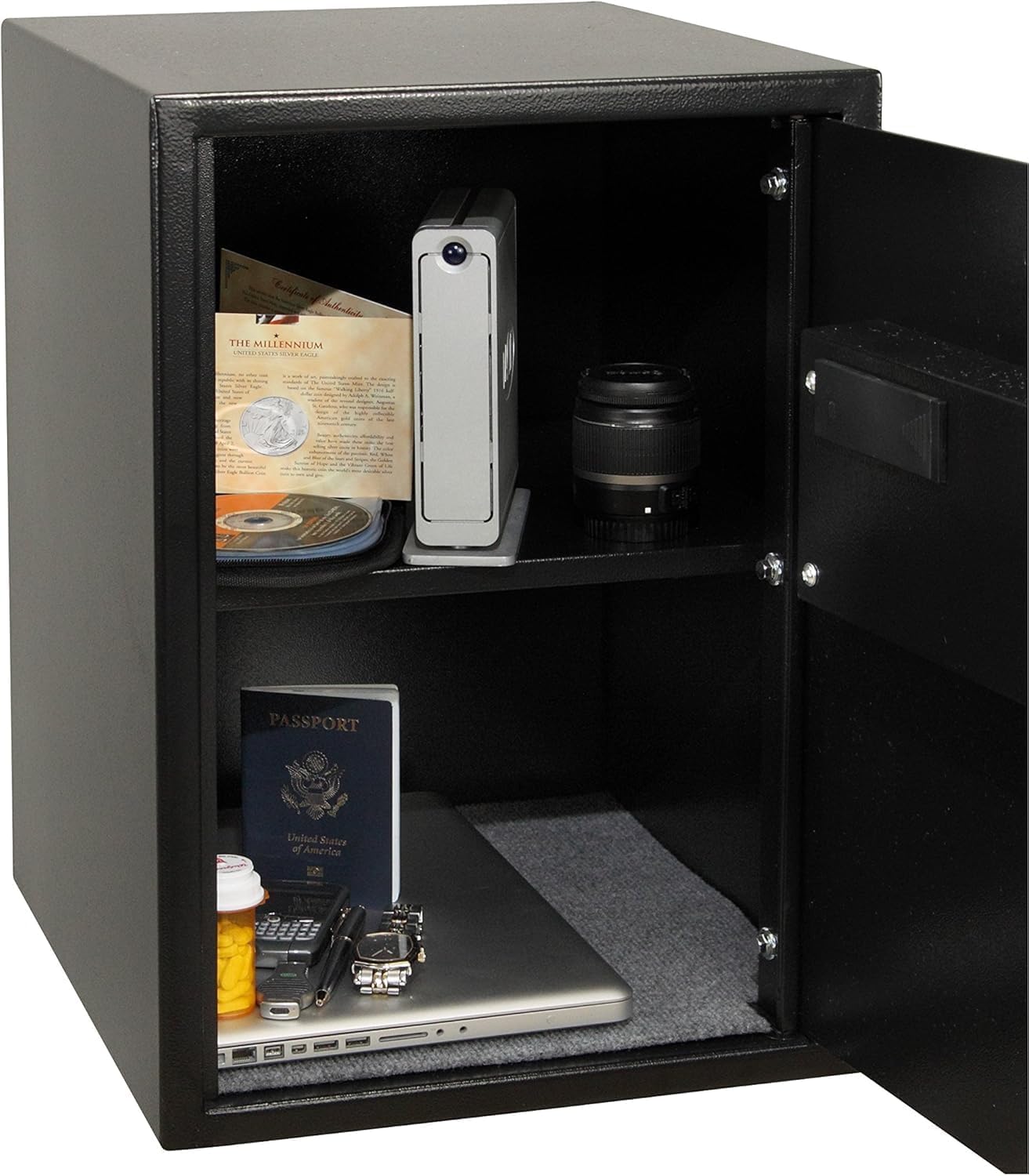 HoneywellSafes & Door Locks - Heavy Duty Large Safe Box with Digital Lock - Steel Security Personal Safe with LED Display - Home Safe Box for Money with 1 Removable Shelf - 2.87 CU - Black - 5107
