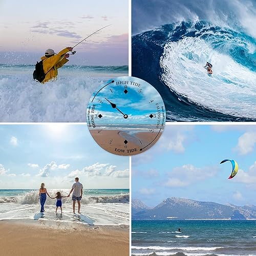 Miniatura 7 de Reloj de marea de madera, arena y nube, costa este, océano, reloj de marea de madera, marea alta y baja, para colgar en la pared, reloj de