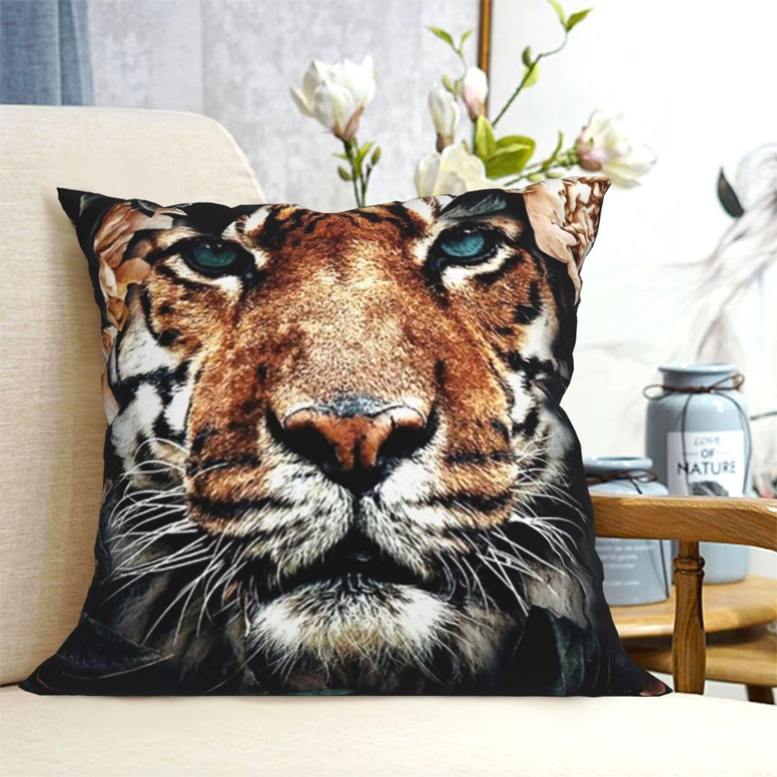 Amazon.co.jp: クッションカバー 復古 寅虎 虎 トラ柄 花柄 抱き枕  