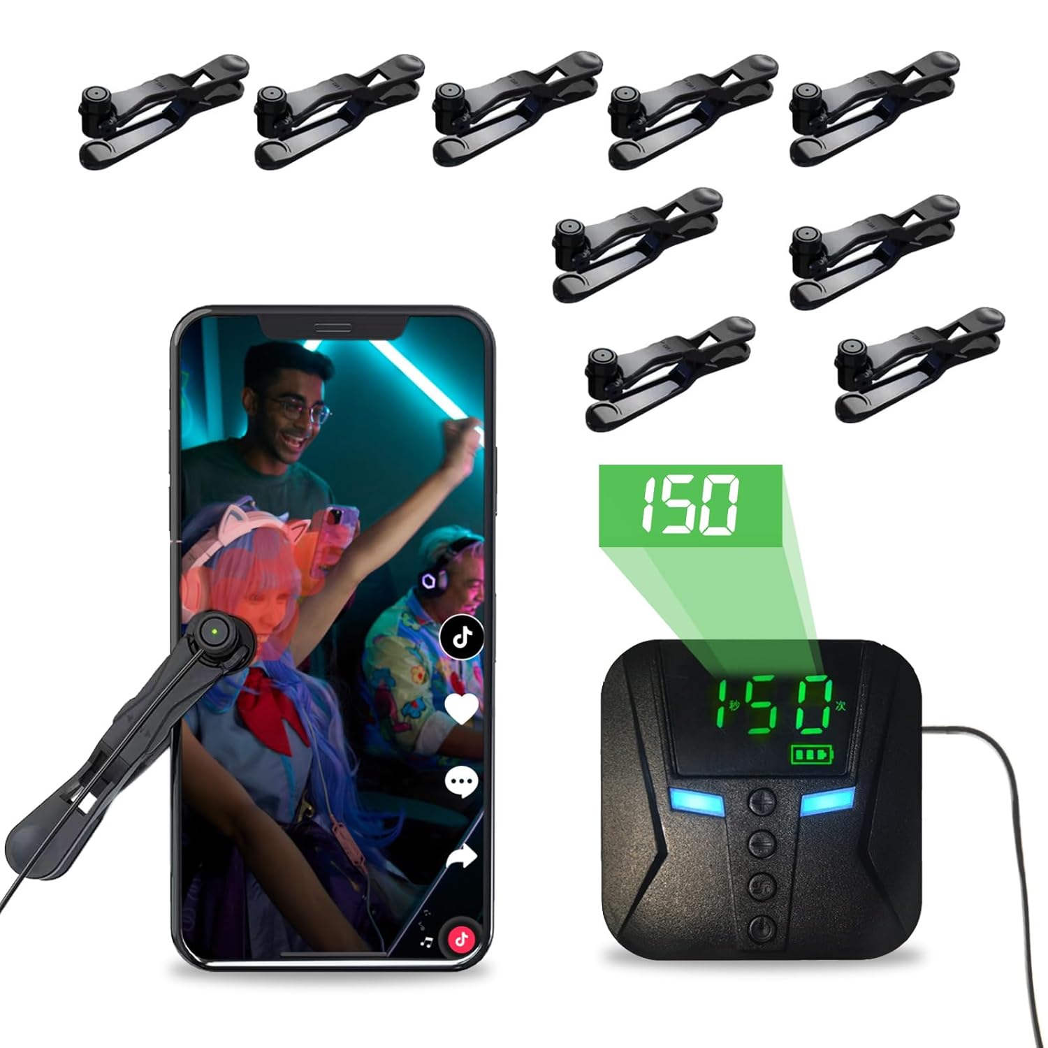 Automatic Clicker for iPhone iPad, Phone Screen Device Speed Clicker for Android IOS, Simulated Finger Continuous Clicking, Adjustable Auto Physical Tapper, Suitable for Games, Live Broadcasts, Reward Tasks（1 Second Fastest 50 Times）