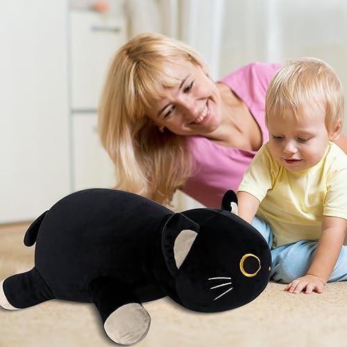Miniatura 5 de Animales de peluche con peso de gato negro de 24 pulgadas, almohada de gato negro con peso de 4.2 libras, regalo para niños y adultos