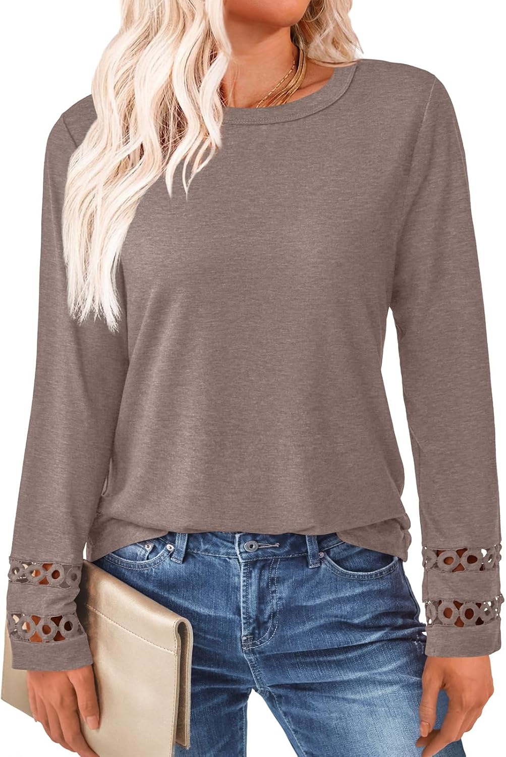 Women's Long Sleeve Crewneck Loose Fit Blouse