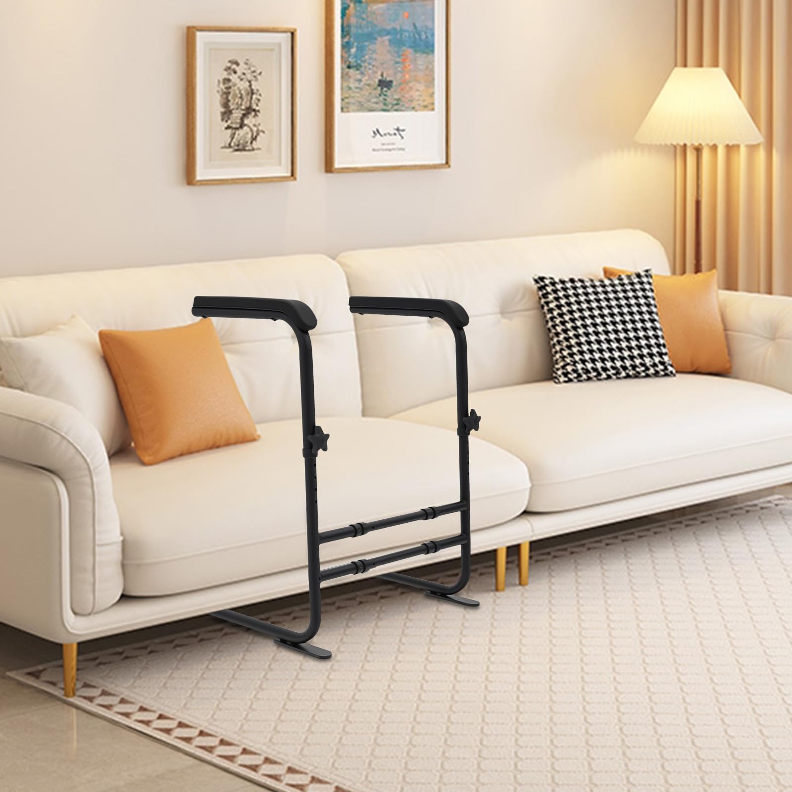Sollevamento per divano/letto/toilette, dispositivo di sollevamento antiscivolo per anziani con manico largo, regolabile in altezza e larghezza per pazienti e disabili, fino a 204 kg (nero)
