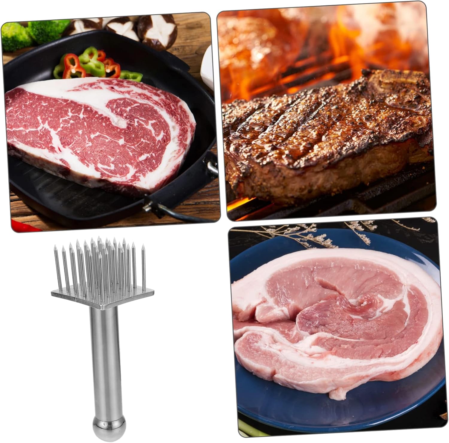 Amosfun Stainless Steel Meat Tenderizer Needle Heavy Duty Steak Tenderizing Tool for Needle Blade for Tenderizing Beef Chicken Pork for Home Cooking