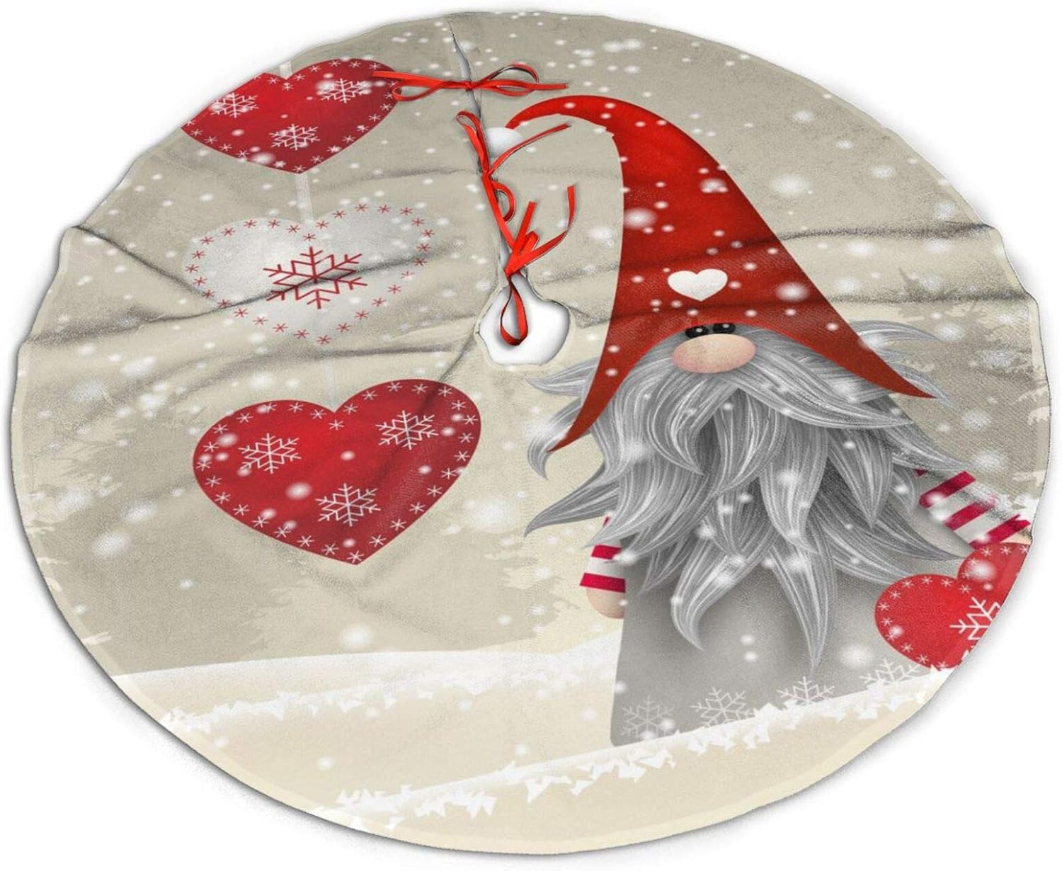 Winter Christmas Gnome Xmas Gifts Elf Snowflakes Christmas Tree Skirt, 30" Xmas Tree Skirt for Christmas Decorations Indoor Outdoor