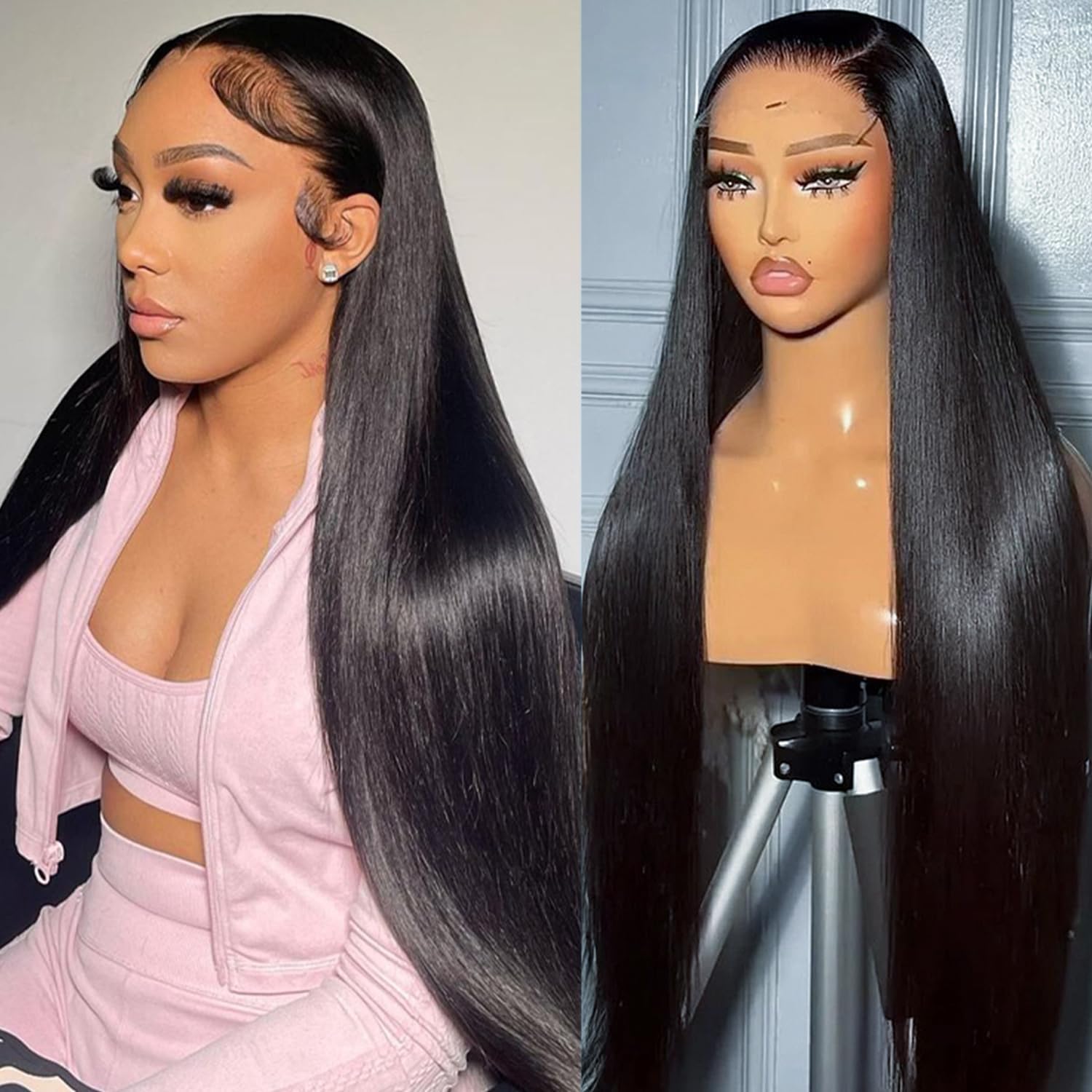 NREDCA 22‑inch straight lace‑front wig styled for a July 4th 2026 backyard barbecue