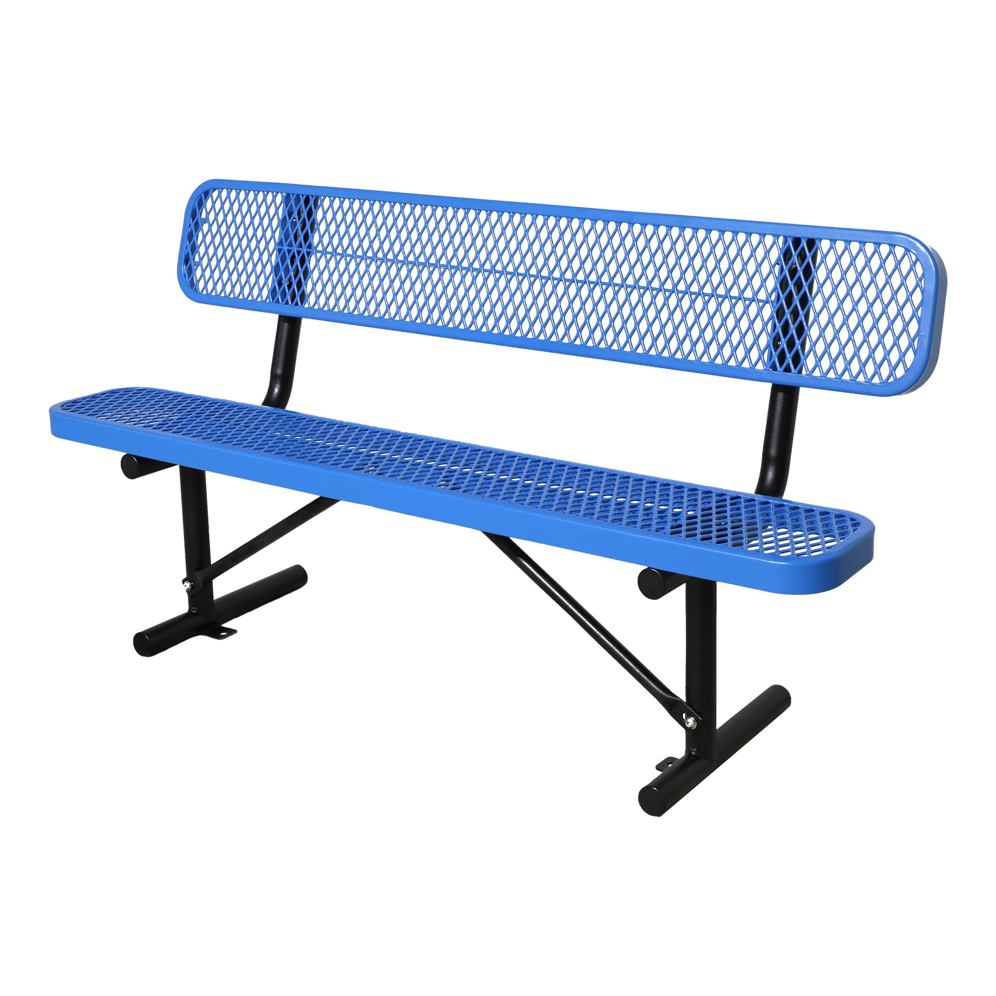 HIMcup 6ft Park Bench for Outside,Heavy Duty Patio Garden School Commercial Benches,Weatherproof Outdoor Bench Blue Metal Park Bench, Outdoor Steel