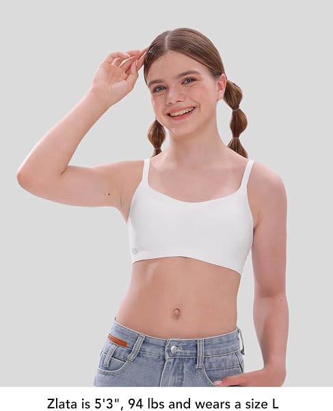 SALIA GIRL Soutien-Gorge D'entraînement Doux et Djustable pour Filles, Soutien-Gorge de Sport Cloudcozy sans Coutures 10-14 avec Rembourrage Fixe, Brassière Camisole pour Adolescentes - 2