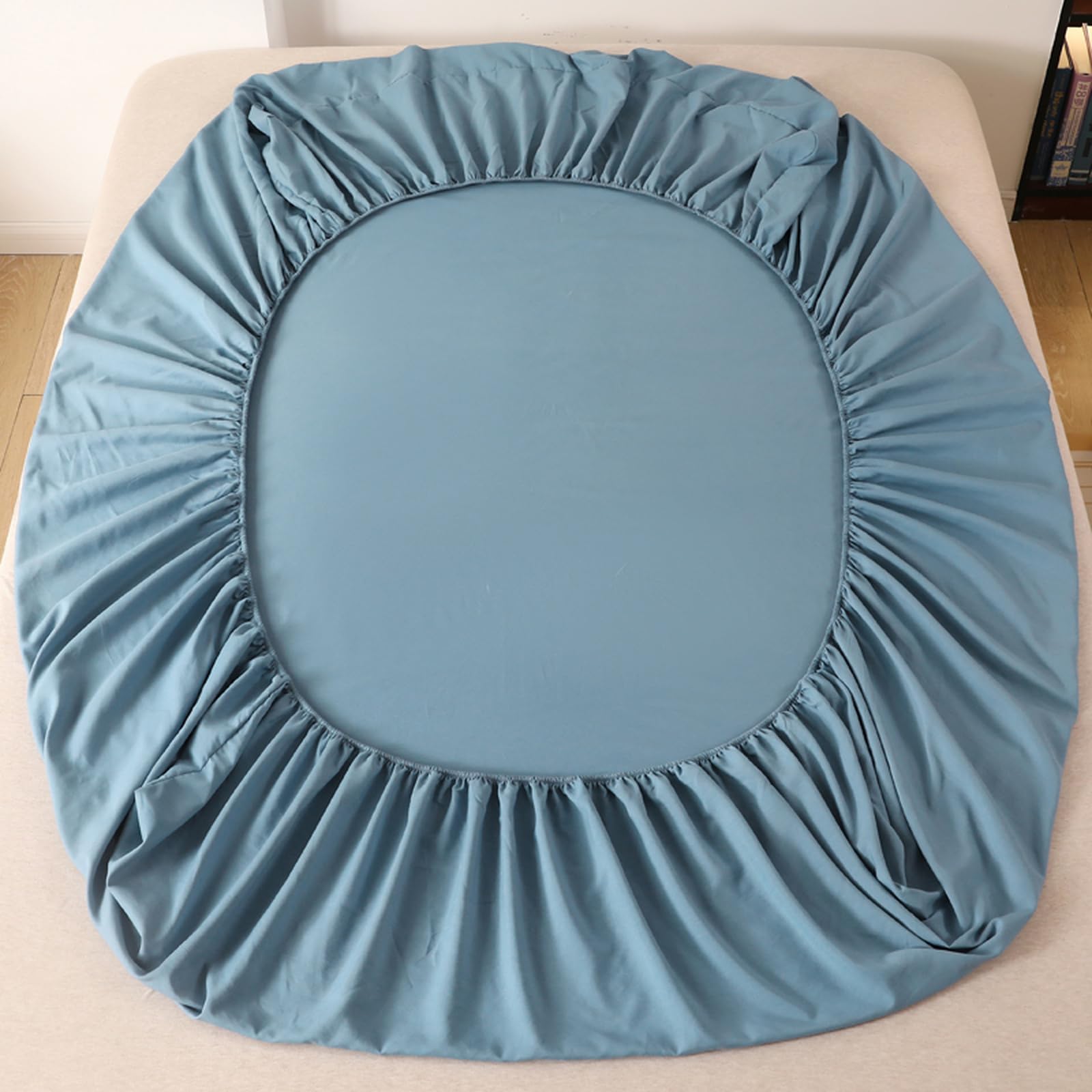 JIANINGHOME Diepe pocket lakens, 200 x 220,100% biologisch katoenen plat laken kingsize | Lang Staple biologisch katoenen laken | Luxe beddengoed lakens