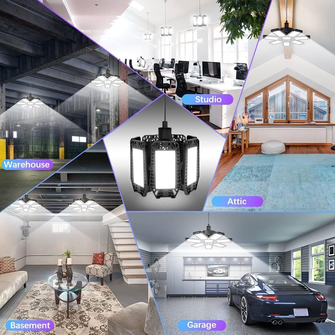 MGOXOガレージライト2個 LEDシーリングライト180W8灯式 省エネ ペン Amazon.co.jp: MGOXOガレージライト2個 LEDシーリングライト180W8灯式