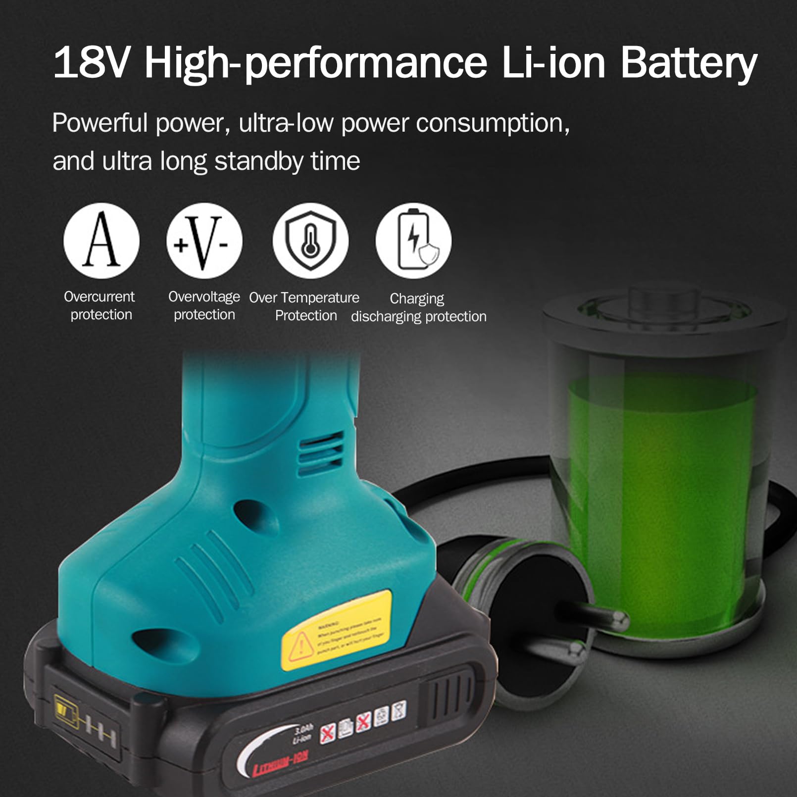 Pinza crimpatrice elettrica, alimentazione a batteria, 16 kN, con 7 stampi per connettori pre-isolati, tubolari, non isolati, include 1 batteria
