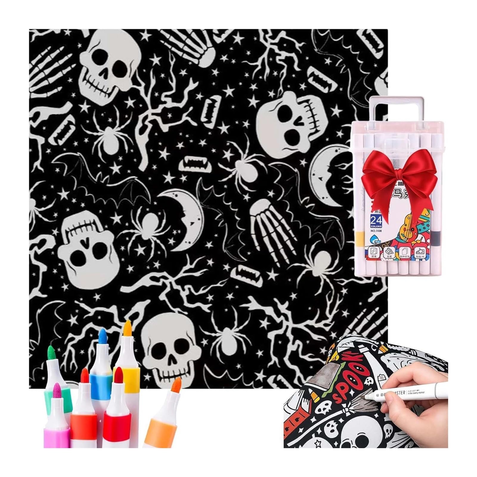 Vekoro DIY Coloring Blanket DIY Coloring Blanket with Markers Color Your Own Blankets(E)