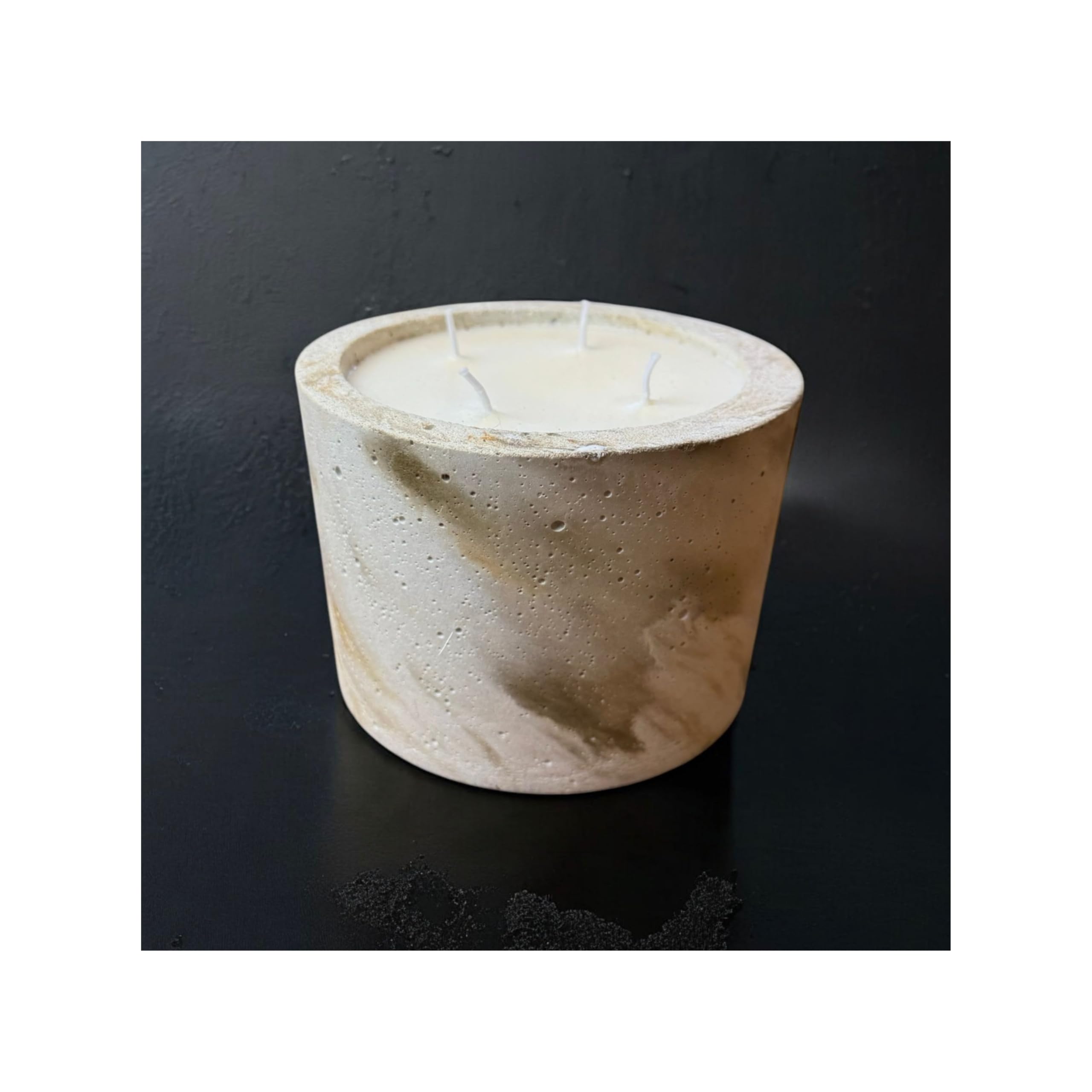 Siena Velas artesanales redondas recargables, contenedor de hormigón mármol hecho a mano, cera natural, fabricado en Bélgica (Large redondo, jardín aromático)