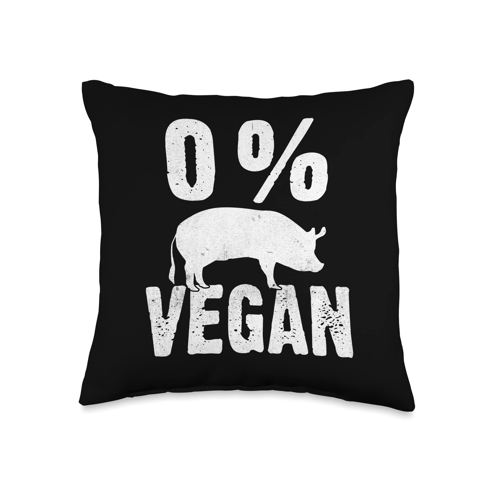 Butcher Slaughterer Meat Lover 0% Vegan Grilling BBQ Throw Pillow, 16x16, Multicolor