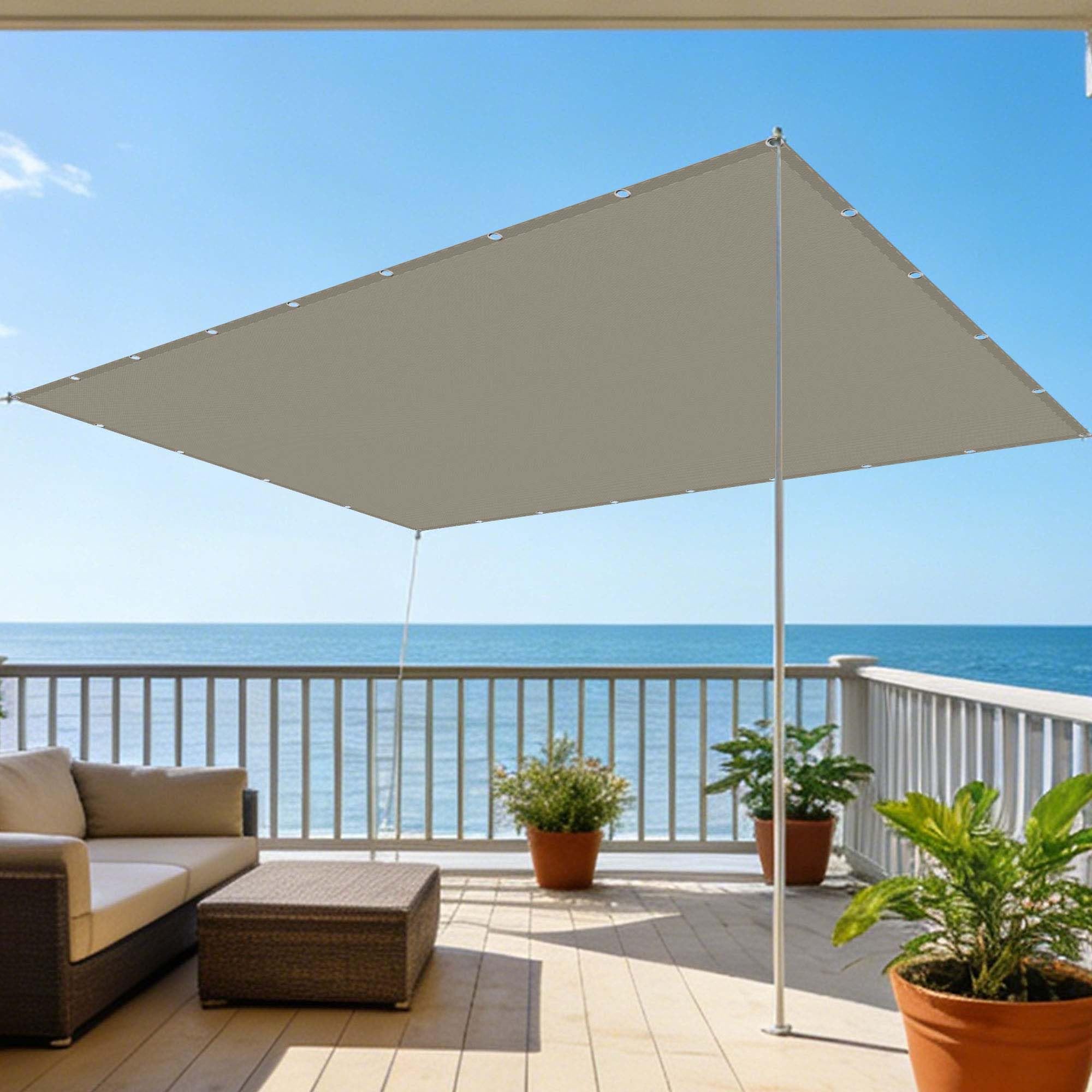 Toile d'ombrage rectangulaire 160x500 cm taupe imperméable pour balcon et extérieur