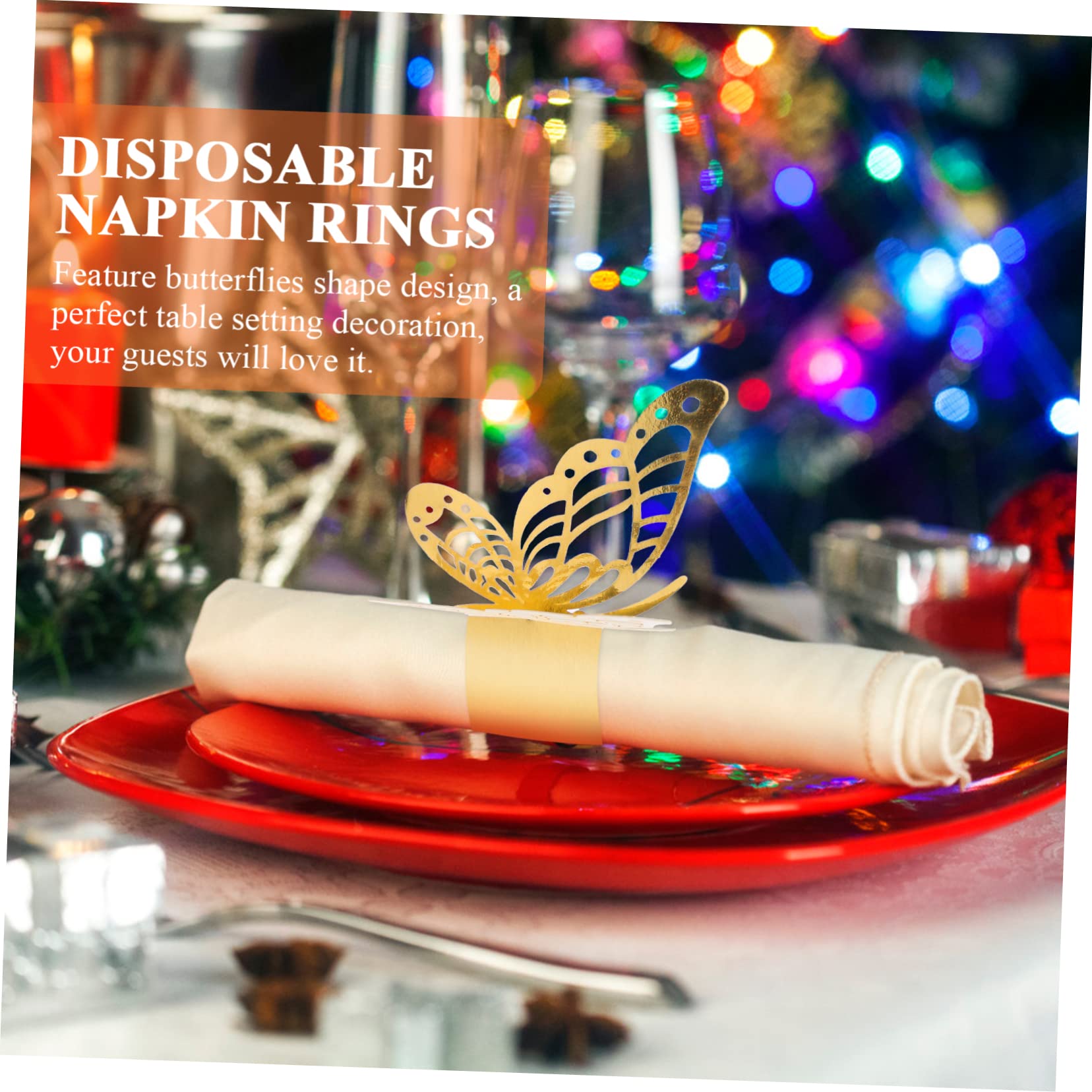 TOPBATHY 150 Pz Fibbia per tovaglioli a farfalla tovagliolo di farfalle portatovagliolo di carta fermatovagliolo natalizio natale decorazioni tavola portatovaglioli nozze squillo decorare