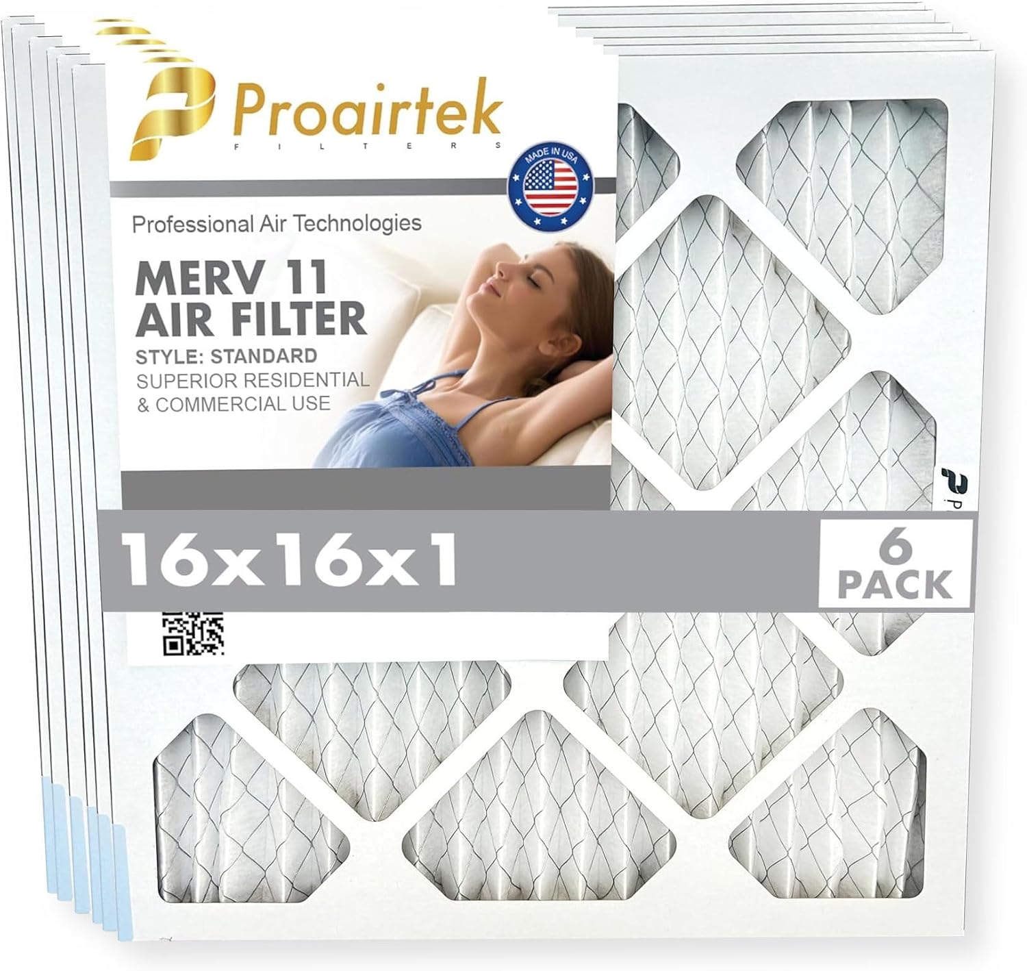 Proairtek AF16161M11SWH Model 16x16x1 Air Filter, MERV 11; Ideal for Anyone Wanting Clean, Crisp Air in Their Home