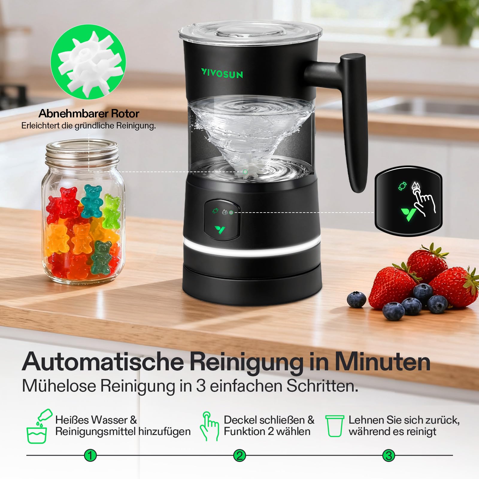 VIVOSUN Gummibärchen Maschine, Automatischer Candy Maker | Öl-infundierbarer Esswaren-Mixer mit Doppelrührwerk, Edelstahlbehälter & Silikonformen, für DIY Gummibärchen & Süßigkeiten
