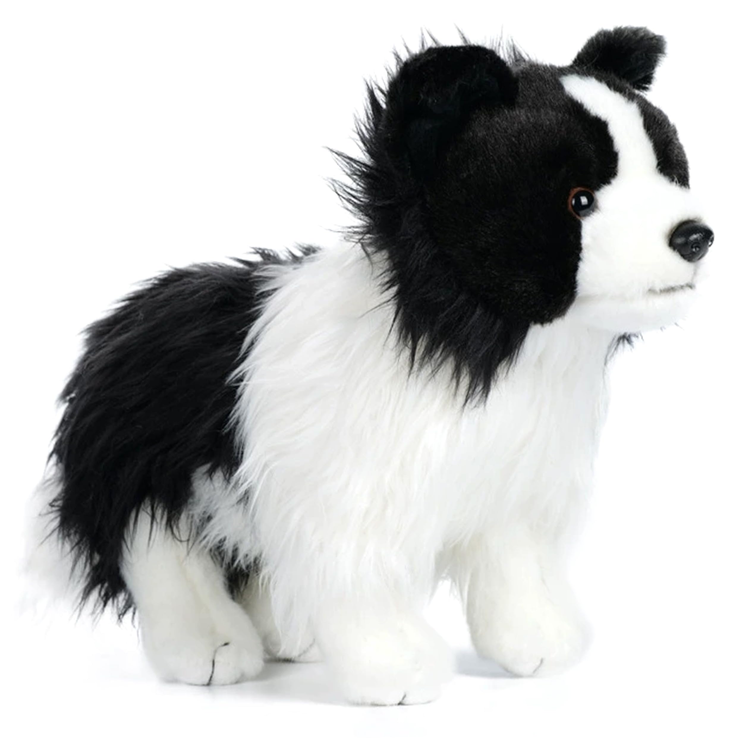 Peluche Border Collie, Animal de Peluche Border Collie Realista - Peluches para Perros Suaves, Blanco y Negro, 27 cm/10, 63 Pulgadas, Perro de, Juguete Suave Realista, Blanco Negro
