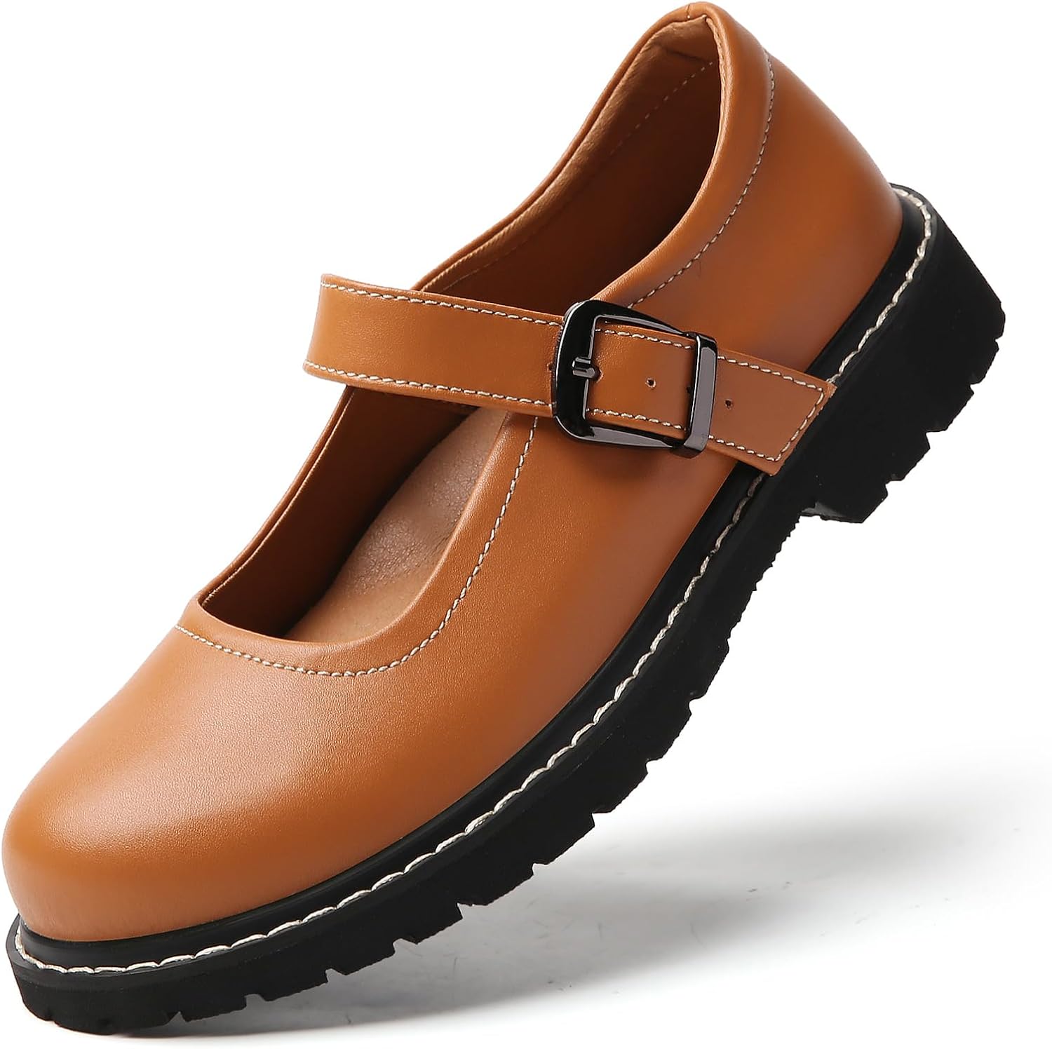 Mary Jane Oxford Shoes Women Platform Non-Slip Vintage Round Toe Ankle Strap Comfort Casual Dress Work Mary Jane Shoes for Women Girls Laides