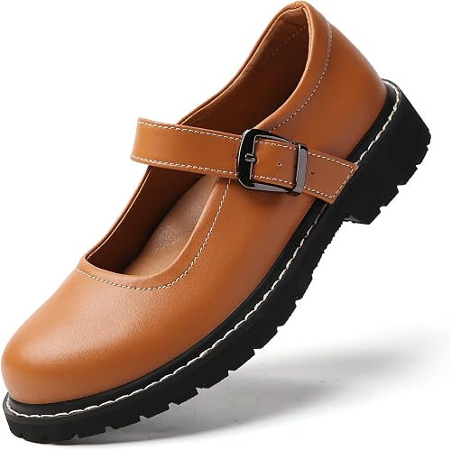 Mary Jane Shoes Women Platform Non-Slip Plain Toe Oxfords Dress Shoes