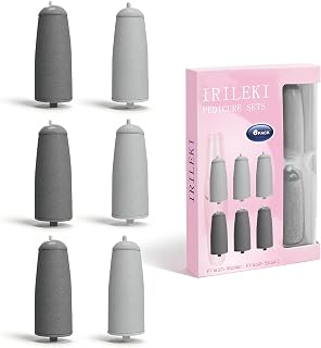 6-piece pedicure spare roller set for electric foot files, includes 3 coarse and 3 fine rollers, perfect for removing calluses and smoothing the skin, washable and waterproof