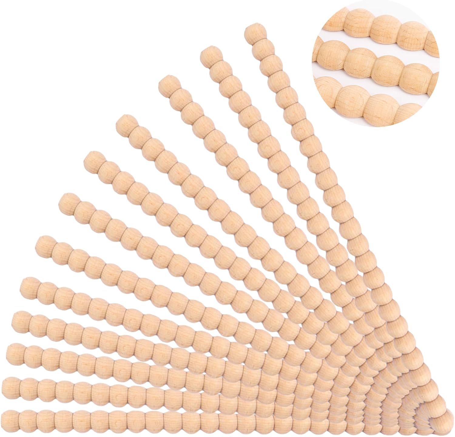 Wood Bobbin Trim Molding Beaded Wood Trim 15.7 Inch Long | Scalloped Wood Trim Decorative Half Bobbin Wood Trim for Home Wall Cabinet Door Bookshelf DIY Decoration (24mm, 24 PCS)