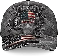 Gosify Viking Skull Baseball Cap for Men & Women - Adjustable Strap, Breathable Polyester, 3D Print Outdoor Sports Hat, One Size