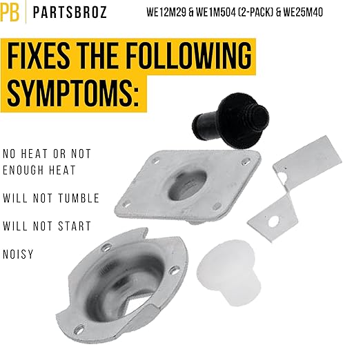 Miniatura 3 de PartsBroz WE03X29897 WE12M29 - Correa de secadora y cojinete de tambor WE25M40 y WE1M504 Glide Slides (paquete de 2) - Compatible con la secadora