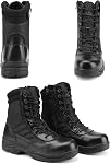 NORTIV 8 Bottes de travail des orteils en acier pour hommes - Chaussures de sécurité supportive respirante protection antidérapante en cuir industriel TROOPER-STL