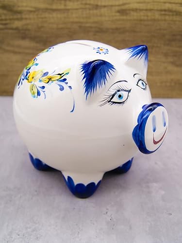 Miniatura 6 de Alcancía de cerámica portuguesa pintada a mano Alcobaça