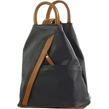 modamoda de - T180 - ital Ladies backpack bag nappa leather, ColourBlack/cognac