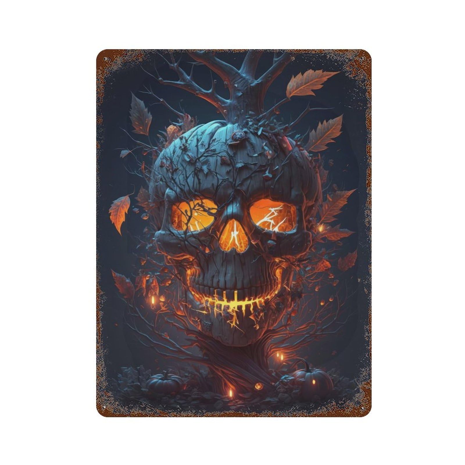 Halloween VII Rustic Tin Plaque 15.7"x11.8", Ideal for Shed, Workshop And Garage Wall Decor