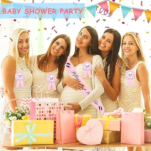 Miniatura 4 de 3 paquetes de decoraciones para baby shower, banda para mamá y papá para ser mamá y papá para fiesta de baby shower, celebración de género, regalos