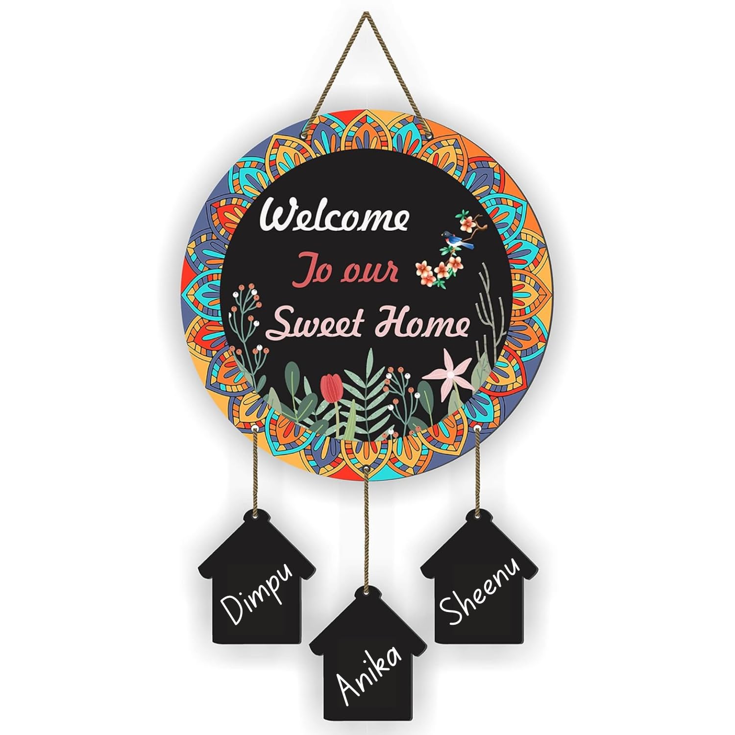 Webelkart Premium Wooden Customised Wall Hanging Name Plate For Home Entrance outdoor, Wooden Hanging House Name Plate - (14 x 10 inches)-image-16