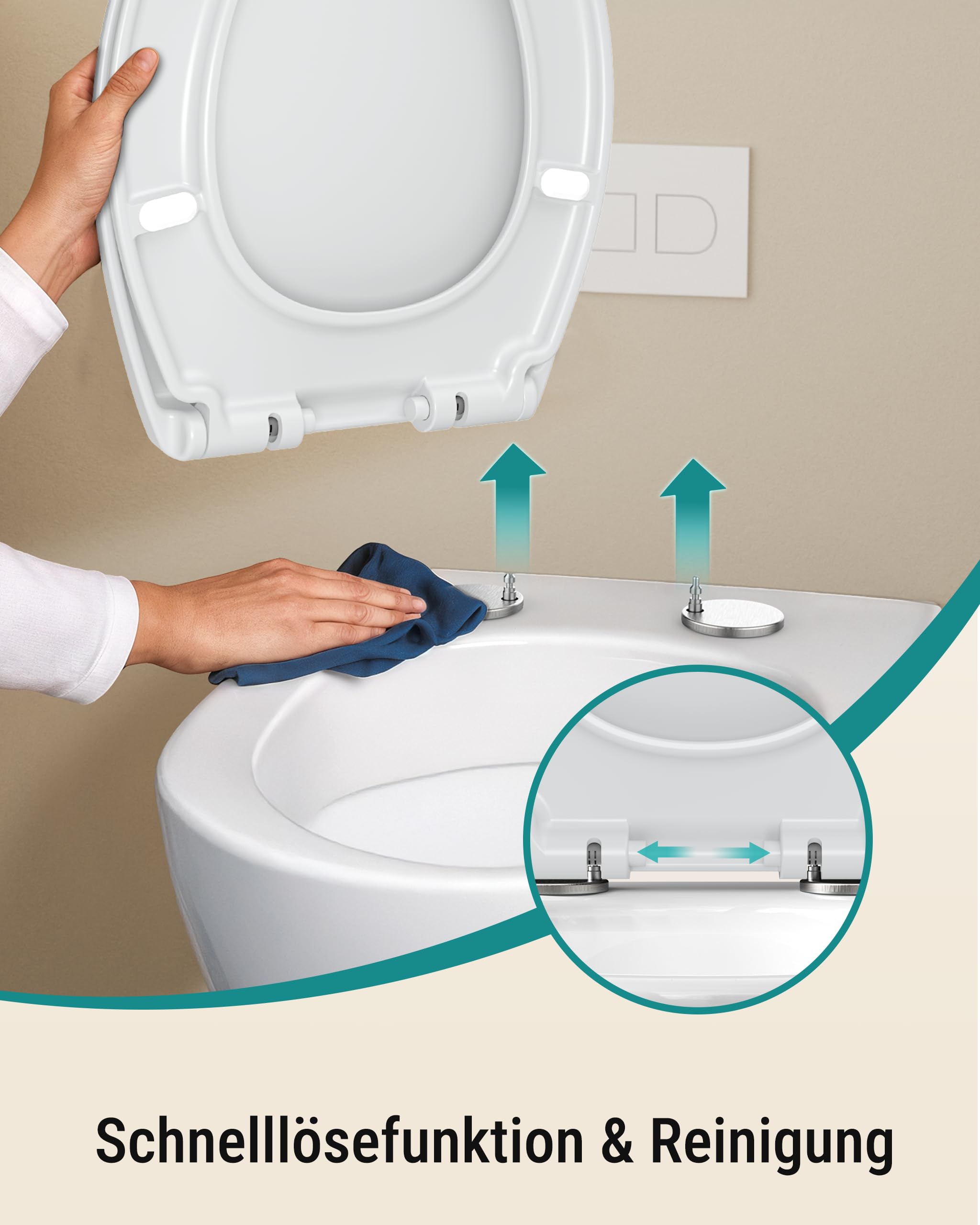 HySail Hochwertiger Toilettendeckel mit Absenkautomatik, Schnellverschluss und Hygienischer Oberfläche – Robust, Umweltfreundlich, Farbbeständig, in Mehreren Farben Erhältlich (Weiß, Oval)