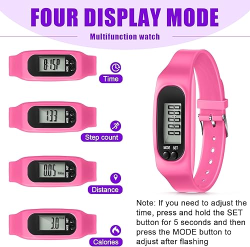 Miniatura 4 de Geyoga Pedometer for Walking Steps and Miles Pedometer Watch Silicone Steps Tracker Running Bracelet Ankle Step Counter for Calorie Burning and Step