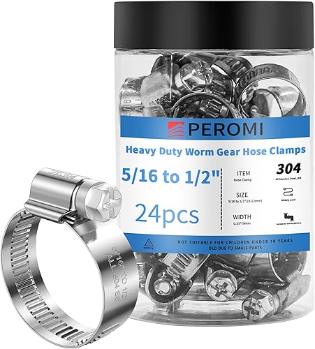 Miniatura 15 de 24 PIEZAS Abrazaderas de manguera de servicio pesado de acero inoxidable 304, abrazadera de manguera de 1-5/8" a 2-3/8" (40-60mm) Abrazaderas